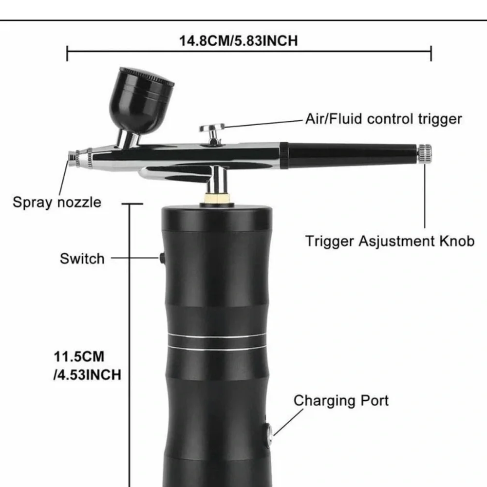 Adjustable Airbrush with Black Handle